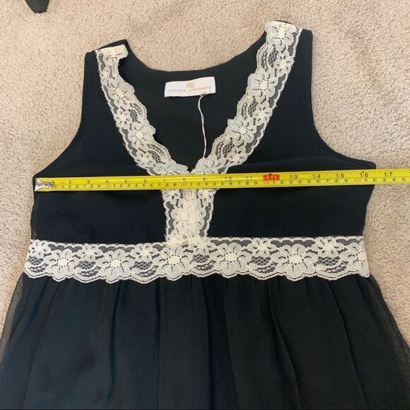 Amanda Uprichard lace babydoll dress sleeveless black cream SZ P NWT - Picture 12 of 13